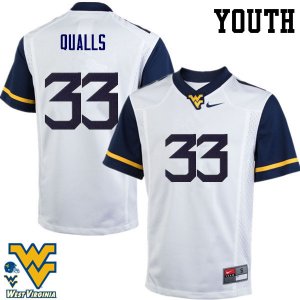 Youth West Virginia Mountaineers NCAA #33 Quondarius Qualls White Authentic Nike Stitched College Football Jersey TP15L74MC